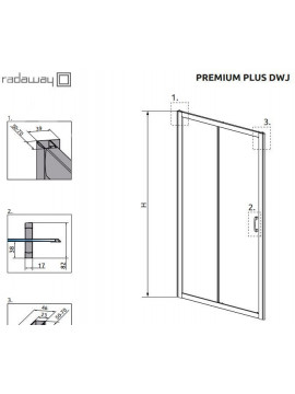 Душевая дверь 120 см (Стекло - прозрачное) Radaway Premium Plus DWJ 33313-01-01N